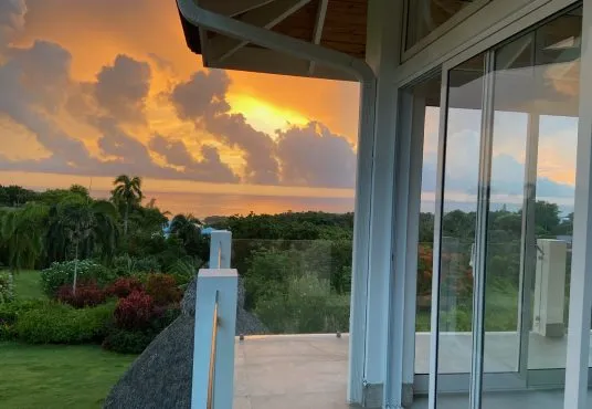Modern luxury villa in Cabrera at sunset